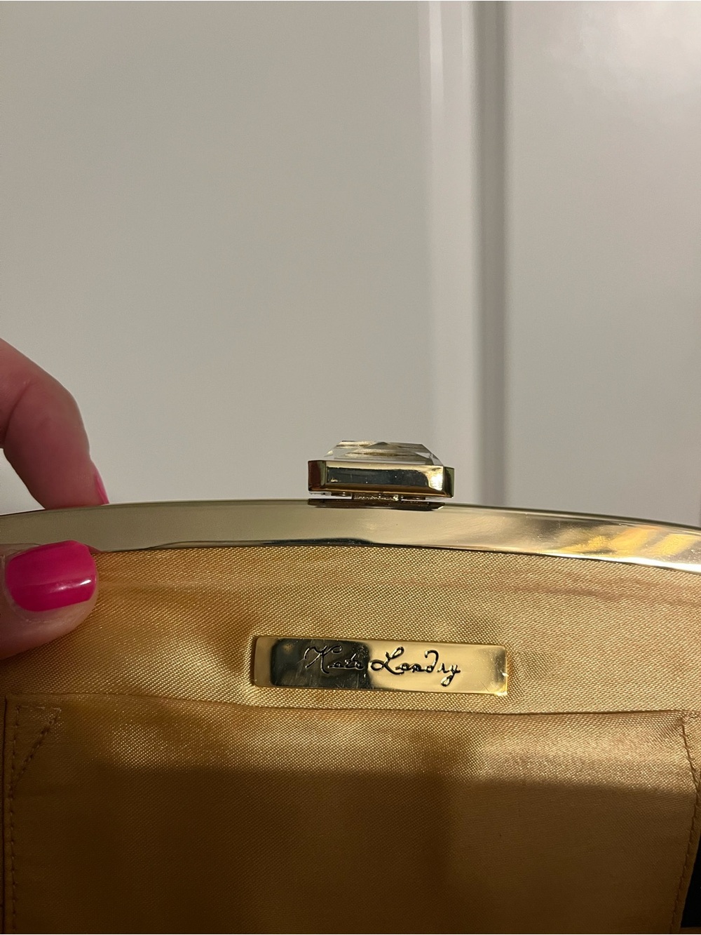 Kate Landry Metallic Gold Evening Clutch - Picture 7 of 15